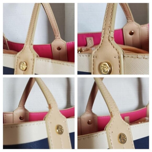 Spartina 449 Large Tote Bag Shoulder Handbag Purse Navy Cream Women's Woman's - Picture 6 of 14